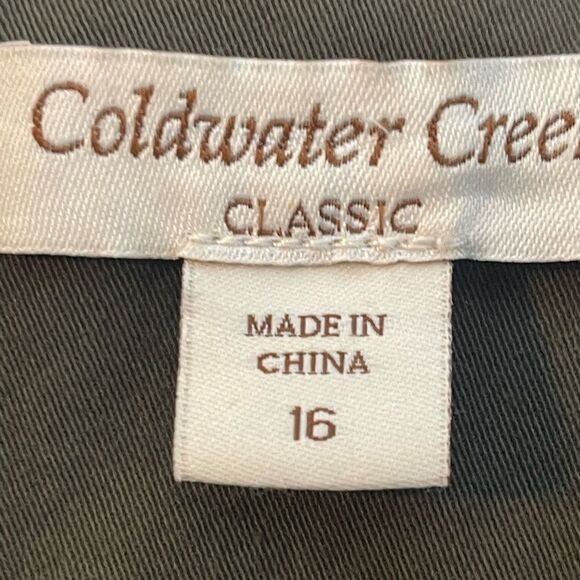 Coldwater Creek classic olive green‎ open front utility jacket, size 16 - Picture 8 of 11